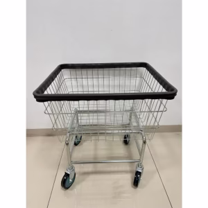 Laundry Butler With Wire Storage Rack Commercial Wire Laundry Basket Cart With Galvanized and clear Epoxy