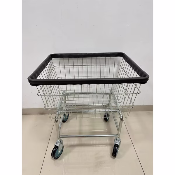 Laundry Butler With Wire Storage Rack Commercial Wire Laundry Basket Cart With Galvanized and clear Epoxy